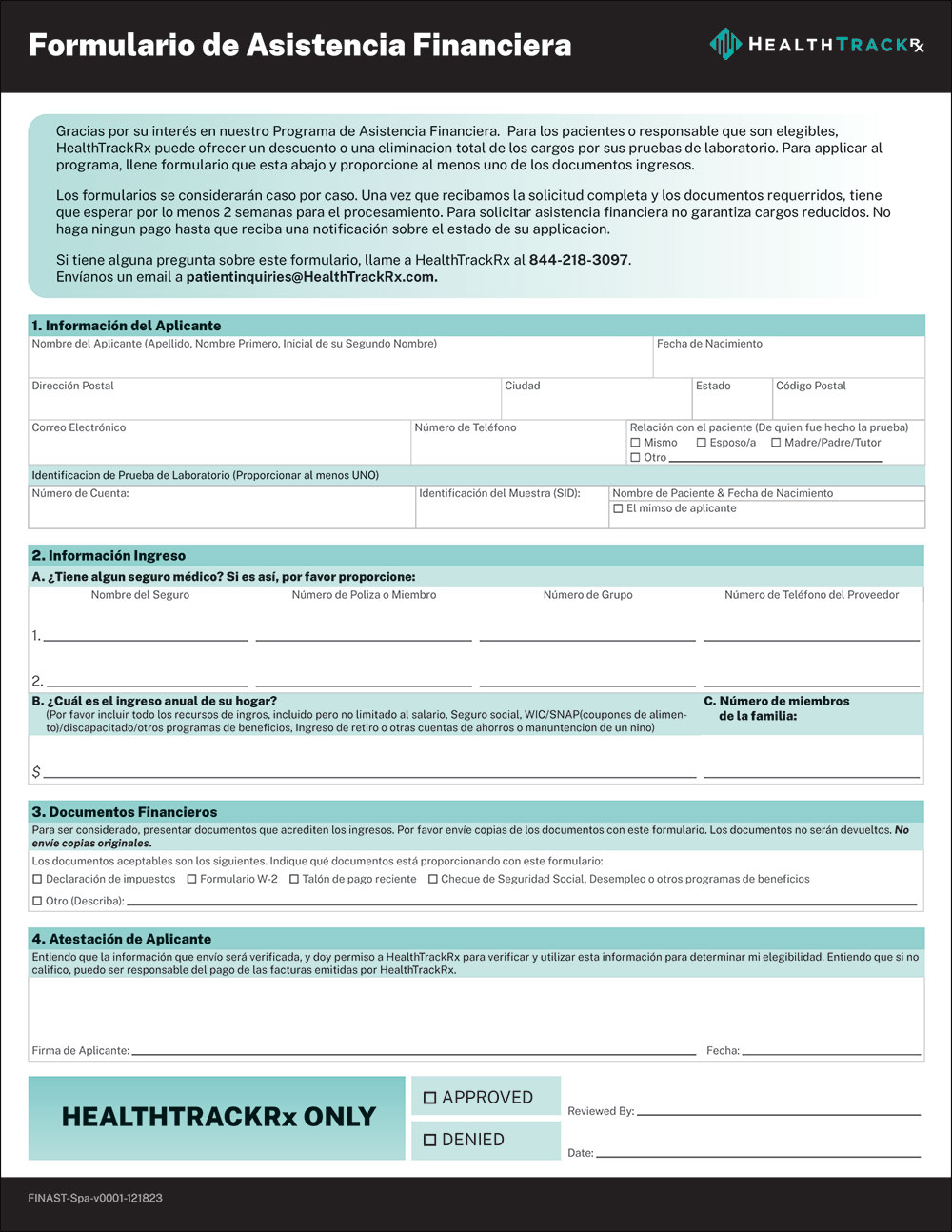 Financial Assistance Application - Spanish