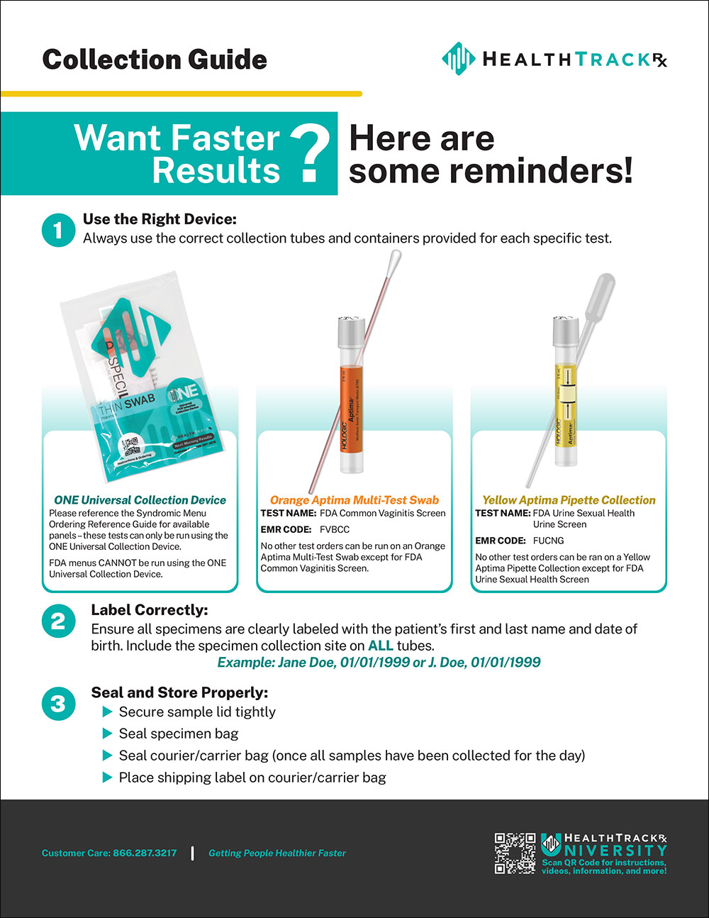 Specimen Acceptance Guide with FDA Approved